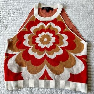 Witty Fox Women's Red and Tan Floral Blouse